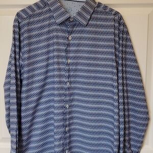 Bugatchi UOMO Slim fit blue LS button down Size XL